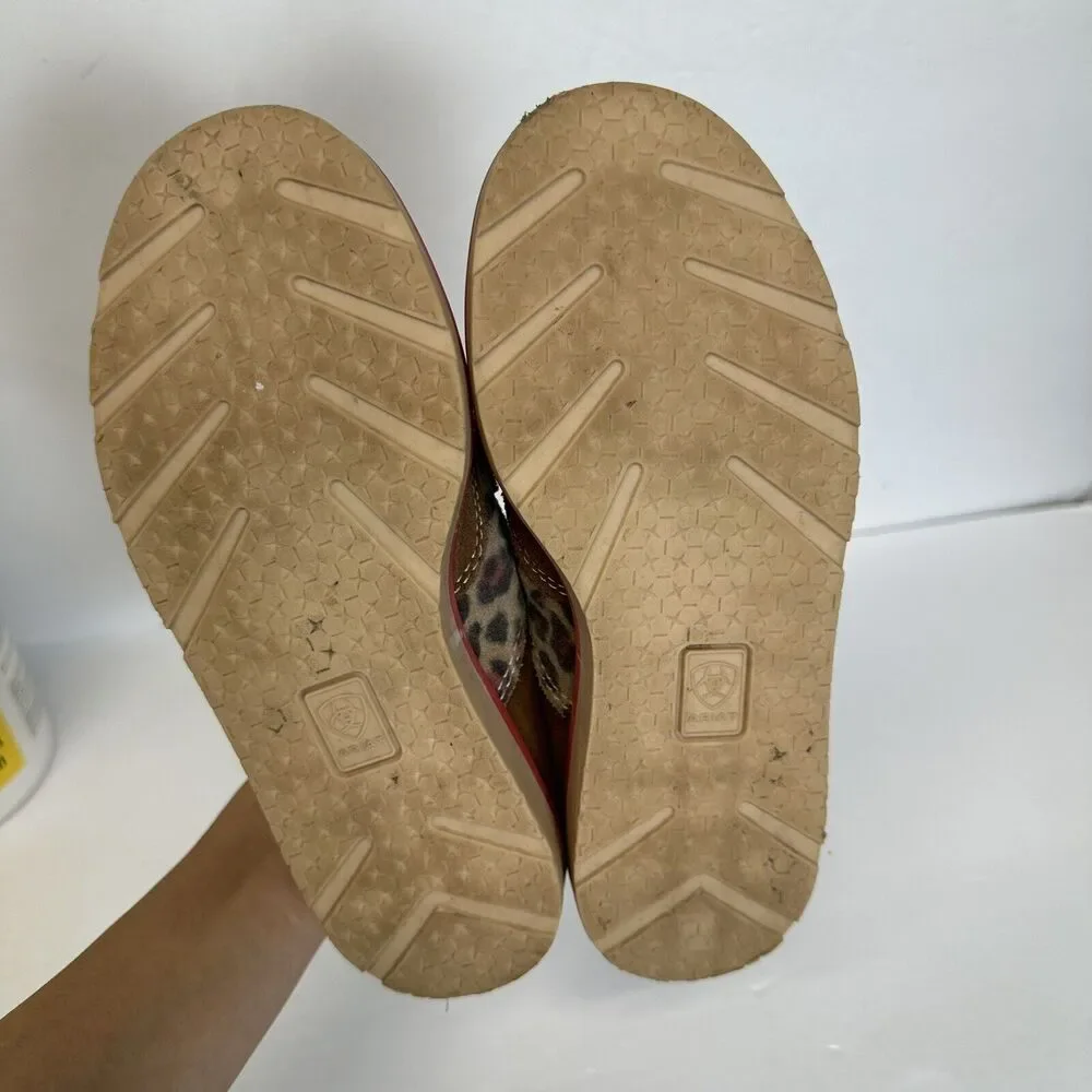 Girls‎ Kids Ariat Cruiser Pull On Brown Suede Leopard Aztec Shoes Size US 12.5
